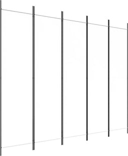 vidaXL - Kamerscherm - met - 5 - panelen - 250x200 - cm - stof - wit