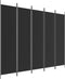 vidaXL - Kamerscherm - met - 5 - panelen - 250x200 - cm - stof - zwart