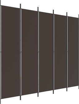 vidaXL - Kamerscherm - met - 5 - panelen - 250x220 - cm - stof - bruin