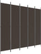 vidaXL - Kamerscherm - met - 5 - panelen - 250x220 - cm - stof - bruin