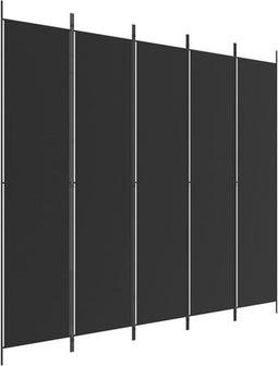 vidaXL - Kamerscherm - met - 5 - panelen - 250x220 - cm - stof - zwart
