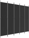 vidaXL - Kamerscherm - met - 5 - panelen - 250x220 - cm - stof - zwart