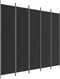 vidaXL - Kamerscherm - met - 5 - panelen - 250x220 - cm - stof - zwart