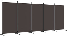 vidaXL - Kamerscherm - met - 5 - panelen - 433x180 - cm - stof - bruin