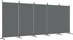 vidaXL - Kamerscherm - met - 5 - panelen - 433x180 - cm - stof - antracietkleurig