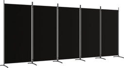 vidaXL - Kamerscherm - met - 5 - panelen - 433x180 - cm - stof - zwart