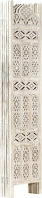 vidaXL - Kamerscherm - met - 5 - panelen - handgesneden - 200x165 - cm - mangohout - wit