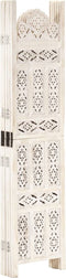 vidaXL - Kamerscherm - met - 5 - panelen - handgesneden - 200x165 - cm - mangohout - wit