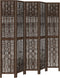 vidaXL - Kamerscherm - met - 5 - panelen - massief - paulowniahout - donkerbruin