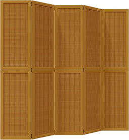 vidaXL - Kamerscherm - met - 5 - panelen - massief - paulowniahout - bruin
