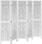 vidaXL - Kamerscherm - met - 5 - panelen - massief - paulowniahout - wit