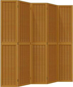 vidaXL - Kamerscherm - met - 5 - panelen - massief - paulowniahout - bruin