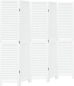 vidaXL-Kamerscherm-met-5-panelen-massief-paulowniahout-wit
