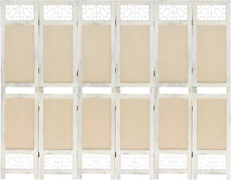 vidaXL - Kamerscherm - met - 6 - panelen - 210x165 - cm - stof - crèmekleurig