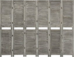 vidaXL - Kamerscherm - met - 6 - panelen - 214x166 - cm - massief - hout - grijs