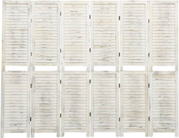 vidaXL - Kamerscherm - met - 6 - panelen - 215x166 - cm - massief - hout - antiekwit