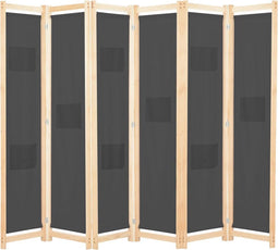 vidaXL - Kamerscherm - met - 6 - panelen - 240x170x4 - cm - stof - grijs