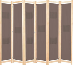 vidaXL - Kamerscherm - met - 6 - panelen - 240x170x4 - cm - stof - bruin