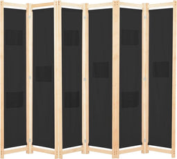 vidaXL - Kamerscherm - met - 6 - panelen - 240x170x4 - cm - stof - zwart