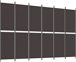 vidaXL - Kamerscherm - met - 6 - panelen - 300x200 - cm - stof - bruin