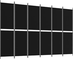 vidaXL - Kamerscherm - met - 6 - panelen - 300x200 - cm - stof - zwart