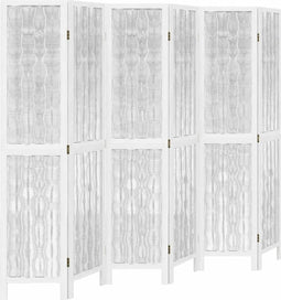 vidaXL - Kamerscherm - met - 6 - panelen - massief - paulowniahout - wit