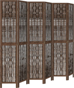 vidaXL - Kamerscherm - met - 6 - panelen - massief - paulowniahout - donkerbruin