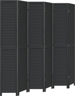vidaXL - Kamerscherm - met - 6 - panelen - massief - paulowniahout - zwart