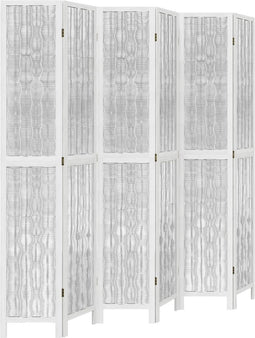vidaXL - Kamerscherm - met - 6 - panelen - massief - paulowniahout - wit