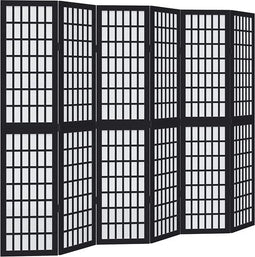 vidaXL - Kamerscherm - met - 6 - panelen - massief - paulowniahout - zwart