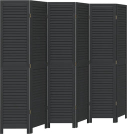 vidaXL - Kamerscherm - met - 6 - panelen - massief - paulowniahout - zwart