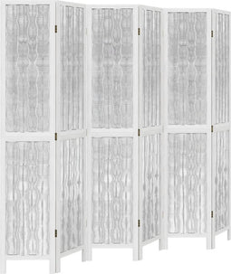 vidaXL - Kamerscherm - met - 6 - panelen - massief - paulowniahout - wit