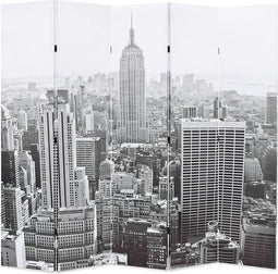 vidaXL - Kamerscherm - New - York - bij - daglicht - 200x170 - cm - zwart - en - wit