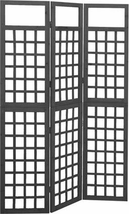 vidaXL - Kamerscherm/trellis - met - 3 - panelen - 121x180 - cm - vurenhout - zwart