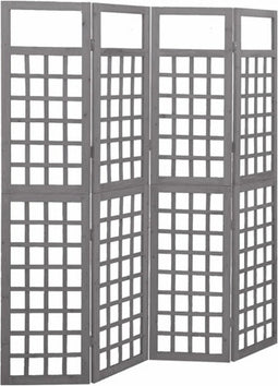 vidaXL - Kamerscherm/trellis - met - 4 - panelen161x180 - cm - vurenhout - grijs
