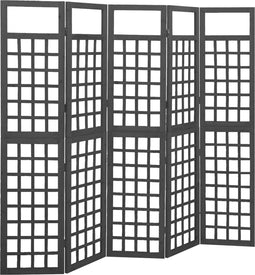 vidaXL - Kamerscherm/trellis - met - 5 - panelen - 201,5x180 - cm - vurenhout - zwart