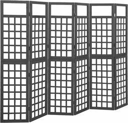 vidaXL - Kamerscherm/trellis - met - 6 - panelen - 242,5x180 - cm - vurenhout - zwart
