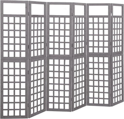 vidaXL - Kamerscherm/trellis - met - 6 - panelen - 242,5x180 - cm - vurenhout - grijs