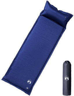 vidaXL - Kampeermatras - met - kussen - zelfopblazend - 1-persoons - marineblauw
