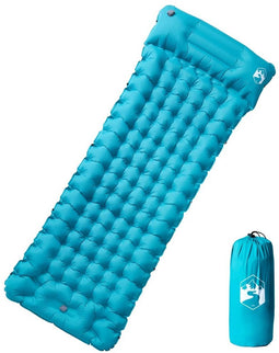 vidaXL - Kampeermatras - met - kussen - zelfopblazend - 1-persoons - blauw