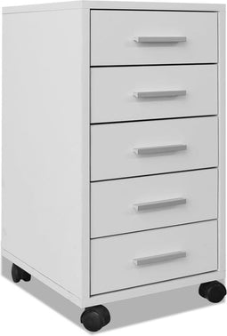 vidaXL - Kantoor - ladeblok - op - wielen - 5 - lades - wit