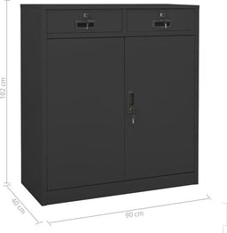 vidaXL - Kantoorkast - 90x40x102 - cm - staal - antracietkleurig