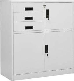 vidaXL - Kantoorkast - 90x40x102 - cm - staal - lichtgrijs