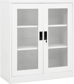 vidaXL - Kantoorkast - 90x40x105 - cm - staal - wit