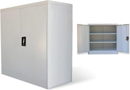 vidaXL - Kantoorkast - met - 2 - deuren - 90 - cm - staal - grijs