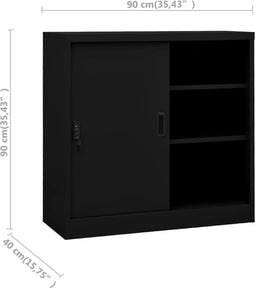 vidaXL - Kantoorkast - met - schuifdeuren - 90x40x90 - cm - staal - zwart