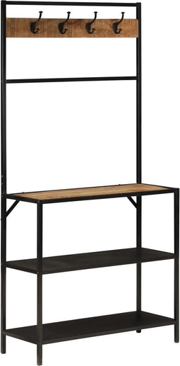 vidaXL - Kapstok - 90x35x180 - cm - massief - mangohout - en - ijzer