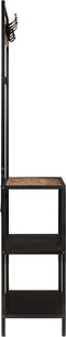 vidaXL - Kapstok - 90x35x180 - cm - massief - mangohout - en - ijzer