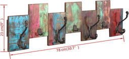 vidaXL - Kapstok - met - 7 - haken - massief - gerecycled - hout