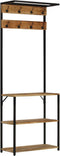 vidaXL - Kapstok - met - schoenenrek - 68x30x182 - cm - massief - ruw - mangohout